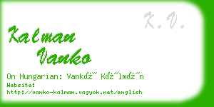 kalman vanko business card
